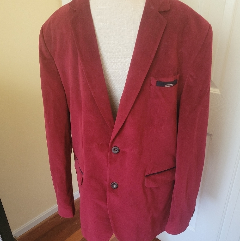Elegant Velvet Bordo Men's Blazer Sz XXL